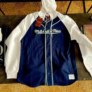 Mitchell and Ness never worn large button down hoodie